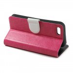 Wholesale iPhone 5C Slim Flip Leather Wallet Case (Pink-White)